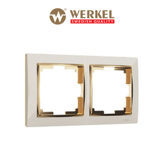 Рамка для розетки / выключателя на 2 поста Werkel W0021932 Snabb слоновая кость/золото