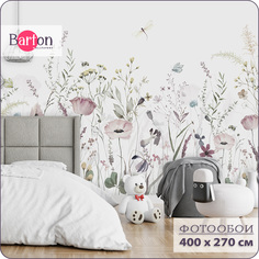 Фотообои флизелиновые 3d Bartonwall Полевые Цветы Бабочки K28504-G 400х270 см