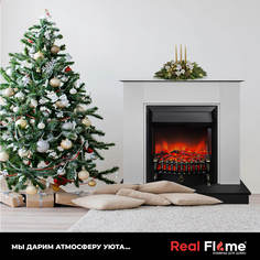 Электрокамин RealFlame Nord бело-черный с очагом Fobos без пульта ДУ