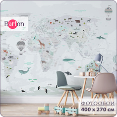 Фотообои флизелиновые 3d Bartonwall детские Карта мира 400х270 см K18504-C