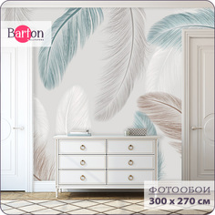 Фотообои флизелиновые 3d Bartonwall Перья 300х270 см M19703