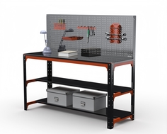 Стол металлический Metalex серия KIT 750х1500х400 + две полки + перфопанель с комплектом а