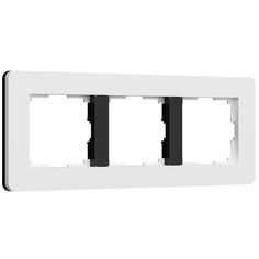 Рамка для розетки и выключателя на 3 поста Werkel Split W0033068 soft-touch белый/черный