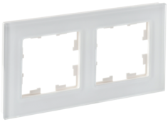 BRITE Рамка 2-местная РУ-2-2-Бр стекло белый матовый IEK
