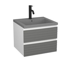 Тумба Bau Stil Loft grey brushed, раковина Stil 50, смеситель Dream Black, черный, SD5608 Bauedge