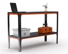 Стол-верстак Metalex серия KIT 950х1500х500 (одна полка) (оранжево-чёрный)