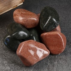 Камень для бани Дуэт, Красное-Черное, малиновый кварцит и оливин, ящик 10 кг No Brand