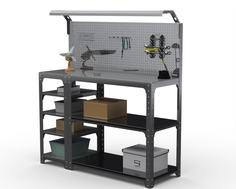 Стол-верстак Metalex 205216 KIT 950х1600х400 с бок. полками, перфопанелью и комп.освещения