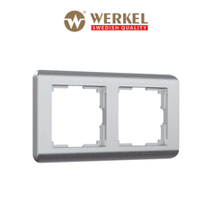 Рамка для розетки / выключателя на 2 поста Werkel W0022106 Stream серебряный пластик