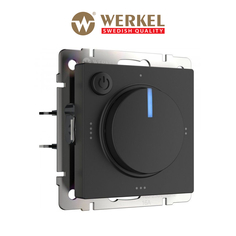Встраиваемый терморегулятор электромеханический Werkel W1151108 черный, теплый пол 3500 Вт