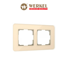 Рамка для розетки / выключателя на 2 поста Werkel W0022443 Elite айвори стекло
