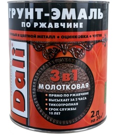 Эмаль-грунт DALI 3 в 1 по ржавчине 2 л шоколадная молотковая