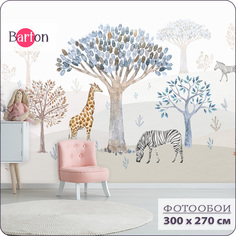 Фотообои флизелиновые 3d Bartonwall детские Животные Лес 300х270 см K29703