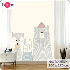 Фотообои флизелиновые 3d Bartonwall детские Зайчик Лиса Мишка 200х270 см K27102