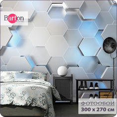 Фотообои флизелиновые 3d Bartonwall Неоновые Соты 300х270 см M06503-C