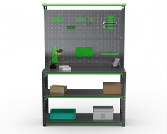 Стол-верстак Metalex 204366 KIT 950х1800х400 2-е полки, двойная перфопанель, освещение