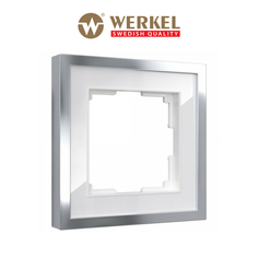 Рамка для розетки / выключателя на 1 пост Werkel Baguette W0012850 белый / серебро
