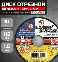 Диск абразивный Луга по металлу для УШМ 115х1,6х22,2мм FT упак 10шт