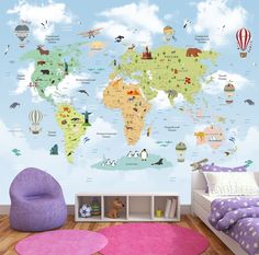 Фотообои ARTDELUXE MAPS 3д детская карта мира флизелиновые 200х160см