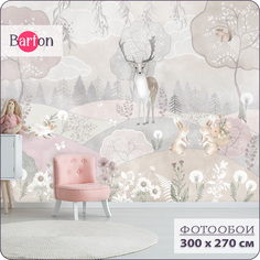 Фотообои флизелиновые 3d Bartonwall детские Сказочный лес Животные 300х270 см K30503