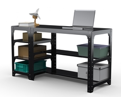 Стол металлический Metalex 201564 KIT 750х1600х500 с боковыми полками, черный