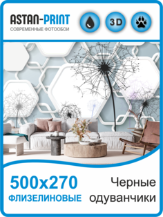 Флизелиновые фотообои Astan 3D Черные одуванчики 500х270