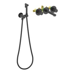 Смеситель для раковины Timo Saona с термостатом, с гигиеническим душем (2383/03SM) черный