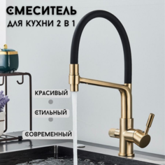 Смеситель для кухни 2 в 1 NORDIC STYLE золотой
