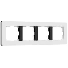 Рамка для розетки и выключателя на 4 поста Werkel Split W0043068 soft-touch белый/черный