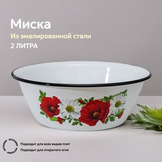 Миска эмалированная 2 Л, ALISRO, индукция, 23х 9 см, микс деколь (рисунок)