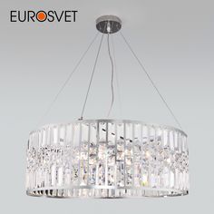 Умная подвесная люстра с хрусталем на 8 рожков Eurosvet Lory 10125/8 Е14 хром Minimir Home