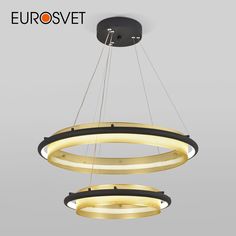 Умная подвесная LED люстра Eurosvet 90241/2 черный/золото Smart Imperio Minimir Home
