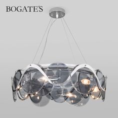 Умная подвесная люстра Bogates Galicia 353/6 хром дымчатое стекло E14 Minimir Home