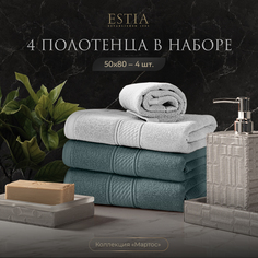 Комплект полотенец Мартос Бел/Мятн 50Х80-2/50Х80-2, 100% Хлопок, 500 Г/М2 Estia