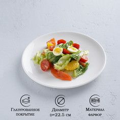 Тарелка обеденная White Label, d=22,5 см, цвет белый No Brand