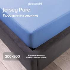 Простынь GoodNight Трикотаж 200х200х20 Синий на резинке