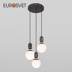 Подвесная люстра на 3 стеклянных плафона Eurosvet Bubble50151/3 Е27 черный жемчуг
