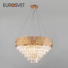 Умная подвесная люстра Eurosvet 10124/8 Ariana золото/прозрачный хрусталь Е14 Minimir Home
