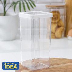 Контейнер для сыпучих продуктов «Степ», 1,4 л, 10x10x21 см, цвет белый Idea