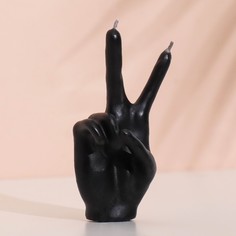 Свеча фигурная "Рука-peace", 10х4 см, черная Богатство Аромата
