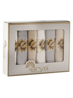 Вафельные полотенца кухонные 30x50 с вышивкой набор 6 шт. Arya