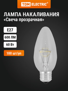 Лампа накаливания "Свеча прозрачная" 60 Вт-230 В-Е27 TDM