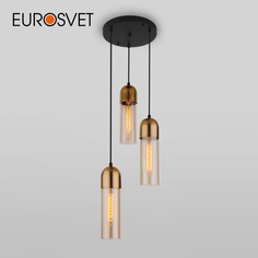 Подвесная люстра на 3 стеклянных плафона Eurosvet Airon 50180/3 Е27 янтарный