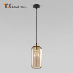 Подвесной светильник с стеклянным янтарным плафоном TK Lighting 3314 Marco Green E27