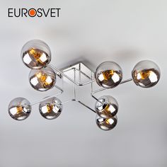 Потолочная люстра на 8 стеклянных плафонов Eurosvet Evita 30140/8 Е14 хром