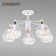 Потолочная люстра с хрусталем на 5 рожков Eurosvet Lord 70075/5 Е14 белый