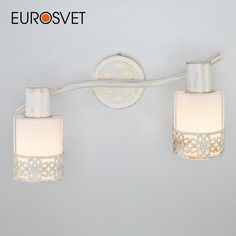 Спот настенный на 2 плафона Eurosvet Silvia 20025/2 Е14 белый с золотом