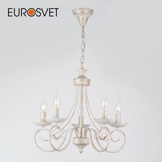 Подвесная люстра на 5 рожков Eurosvet Provence 22404/5 Е14 белый с золотом
