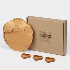 Набор посуды, поднос с 3 соусниками, 30x28x1,8 см, в подарочной коробке Adelica