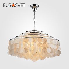 Подвесная люстра с перламутром на 6 рожков Eurosvet 3535/6 E27 хром/перламутр